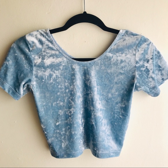 Light Blue Velvet Crop Top - Picture 4 of 4